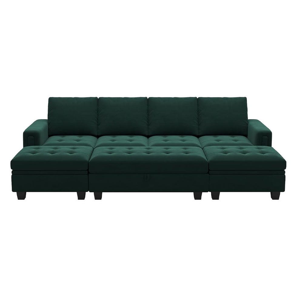 Velvet Convertible 4-Seat Sectional Sleeper Sofa