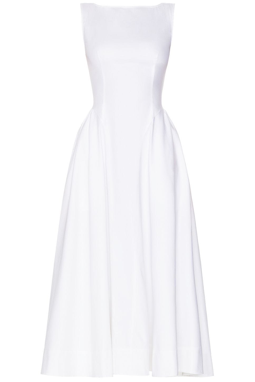 Stretch Cotton Sateen Midi Dress