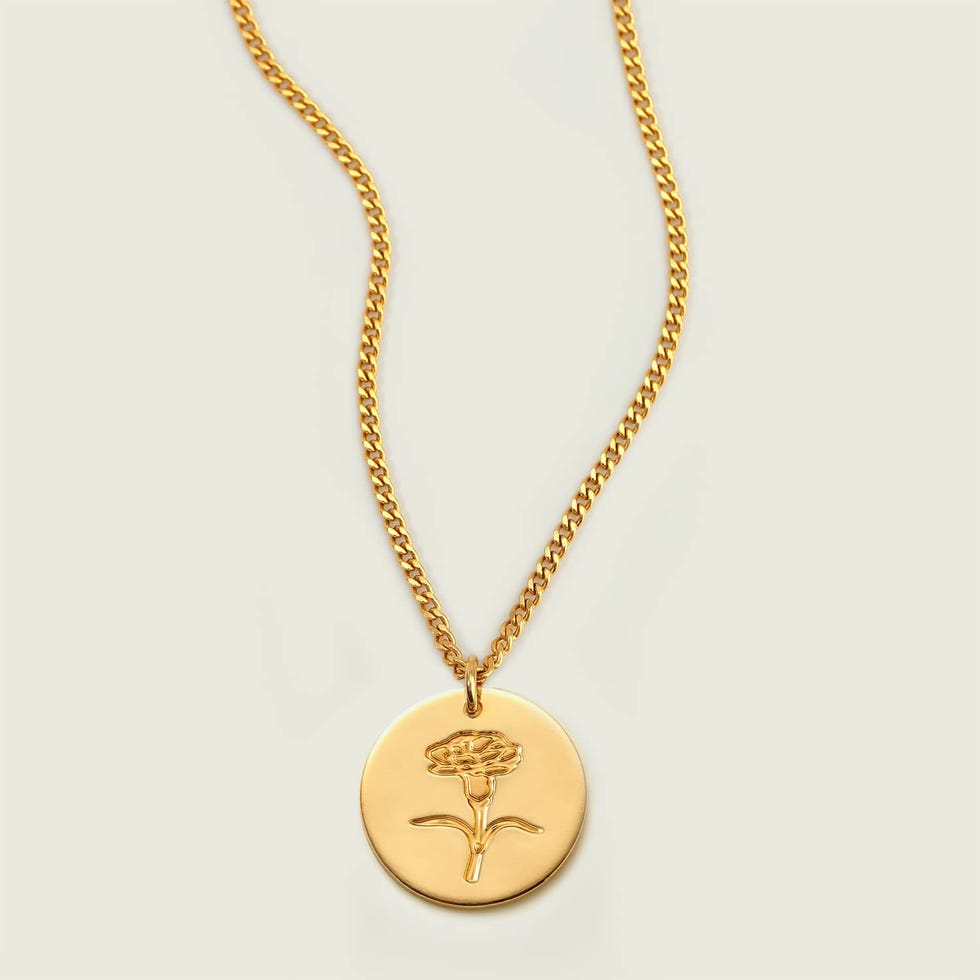 Birth Flower Coin Necklace