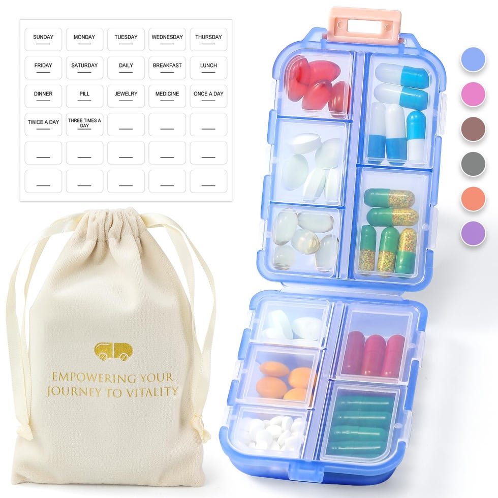 Travel Pill Organizer with Labels