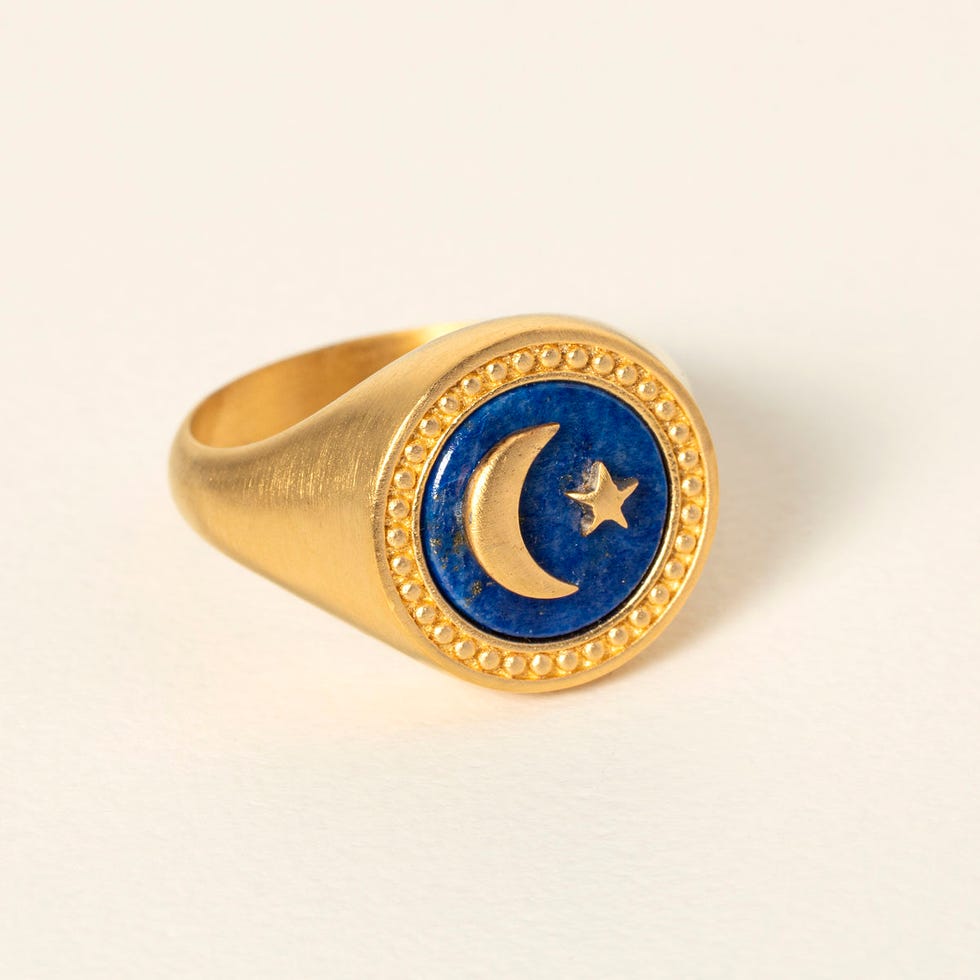 Lapis Moon & Star Signet Ring
