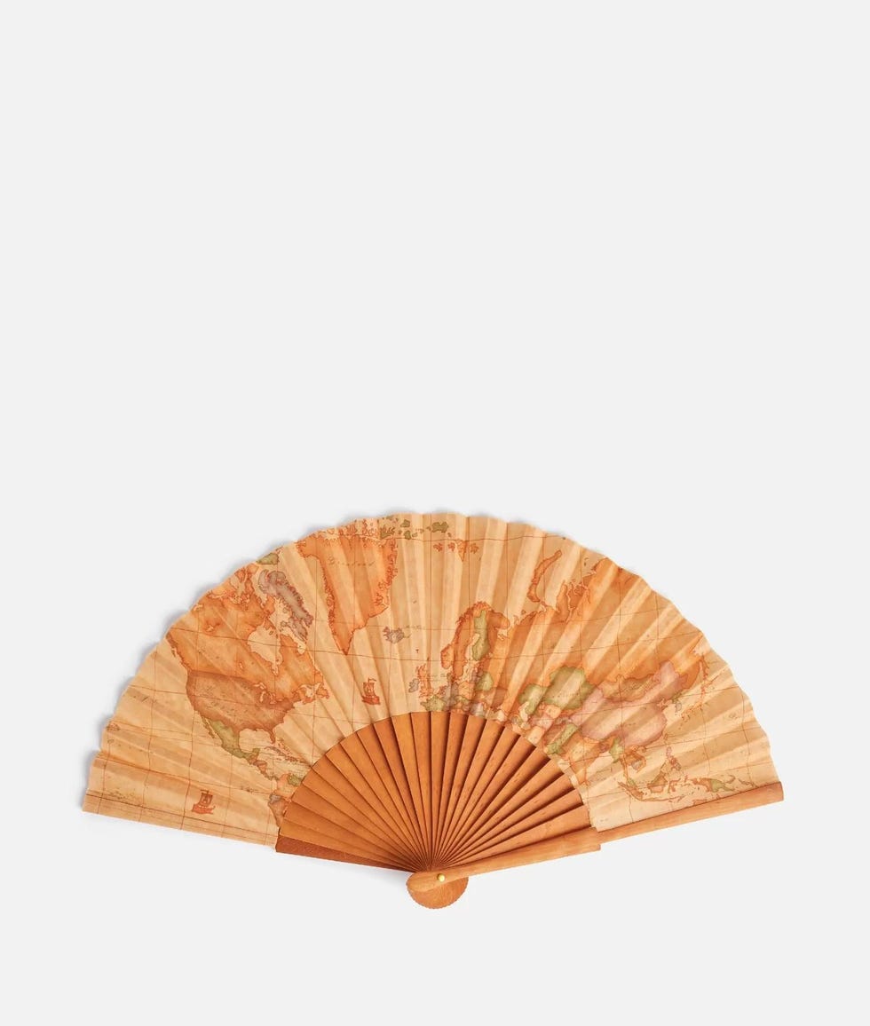 Silk Folding Fan with Geo Classic Print