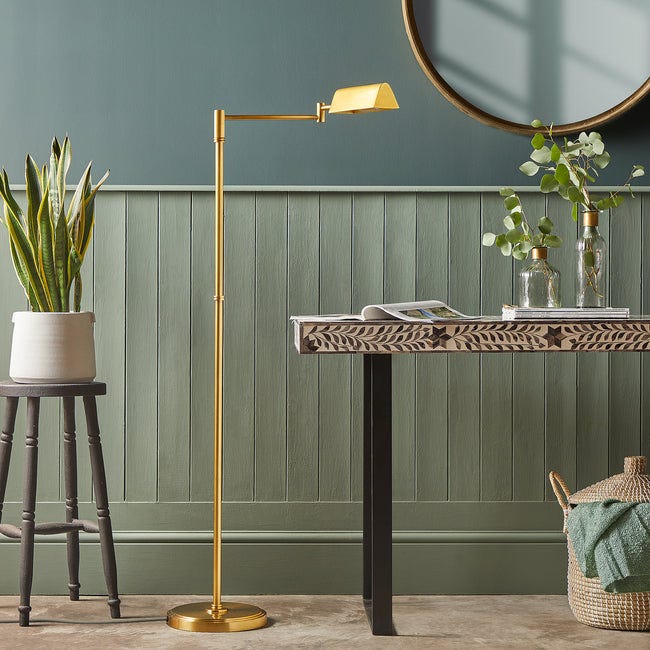 Floor Lamp in Antiqued Brass