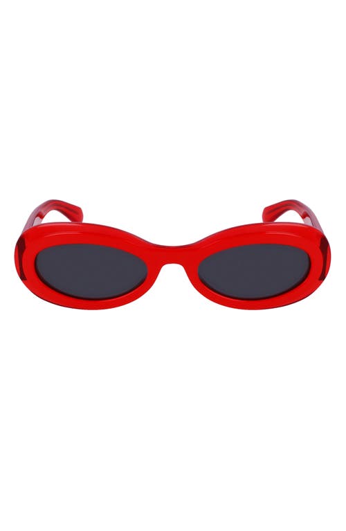 FERRAGAMO Classic Logo 54mm Oval Sunglasses in Transparent Red/Red at Nordstrom