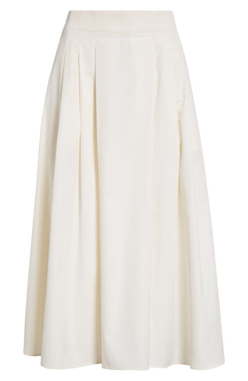 Pleat Front Organic Cotton Sateen Midi Skirt