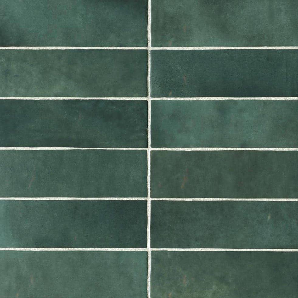 Chloe Rectangular Gloss Green Ceramic Wall Tile 