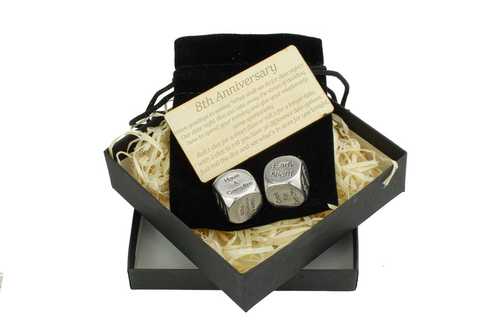 8 Year Anniversary Metal Date Night Dice 