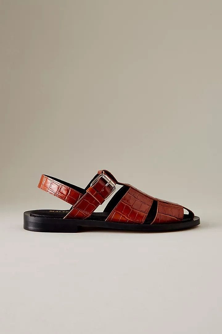 Wide-Banded Leather Fisherman Sandals