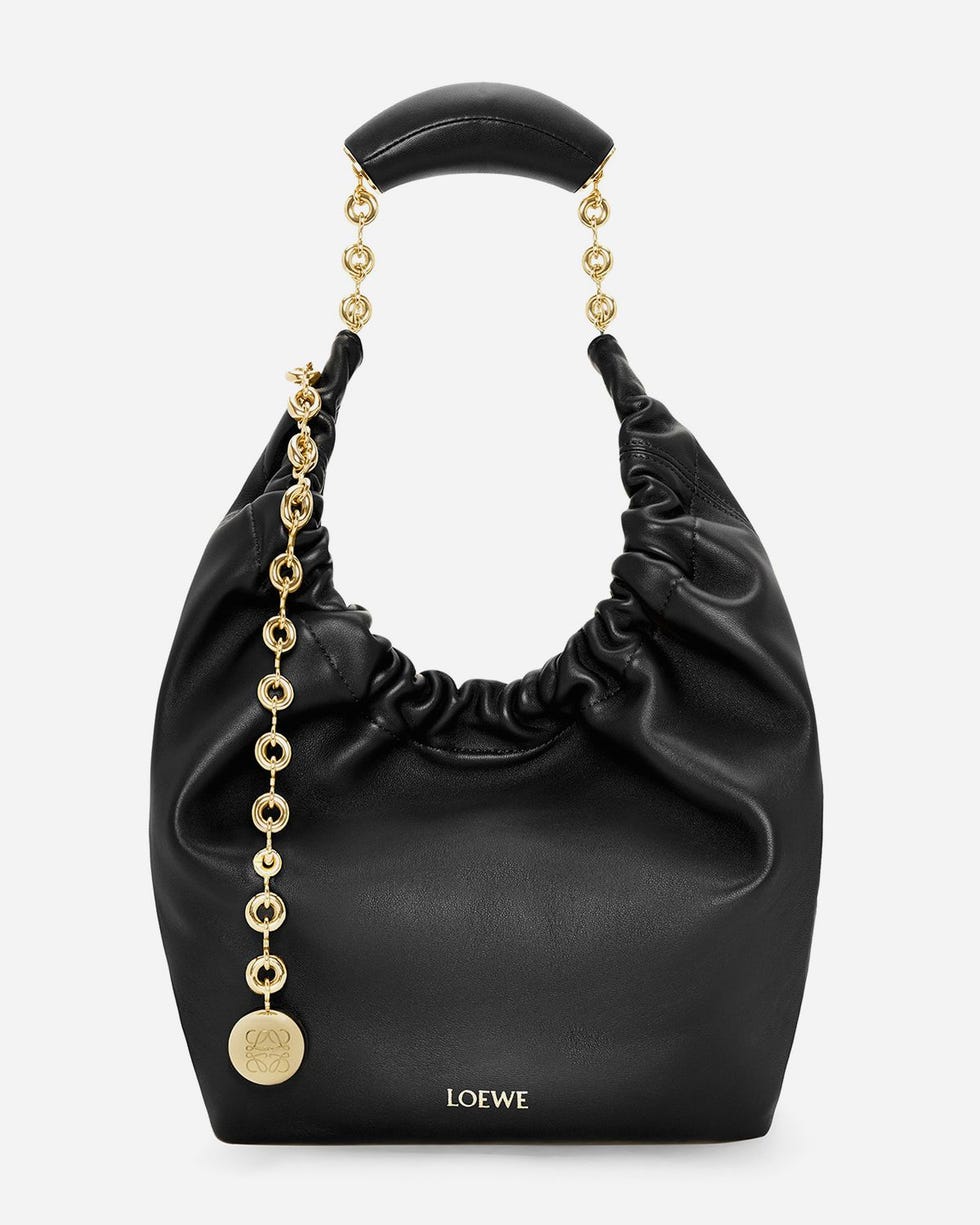 Small Squeeze Chain Leather Hobo Bag