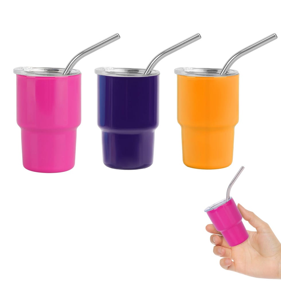 Mini Shot Tumblers with Lid and Straw (x 3)