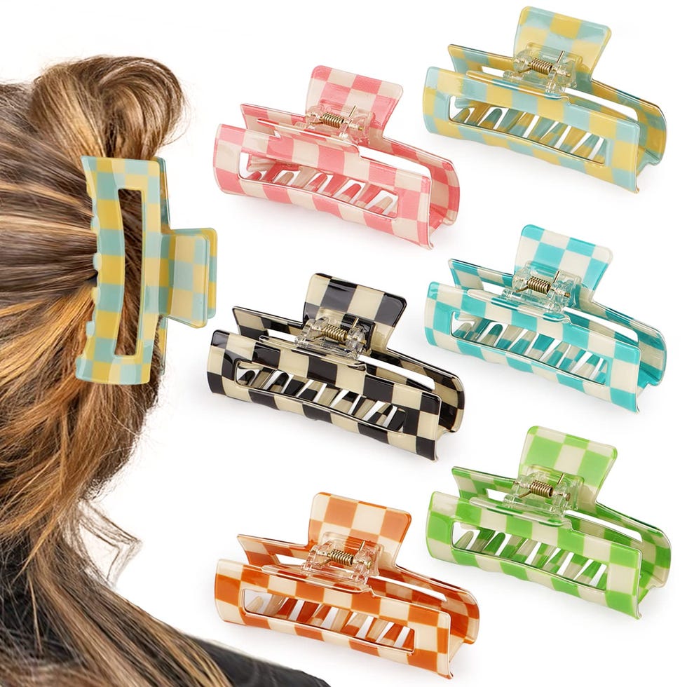 Checkered Hair Claw Clips, 6-Pack