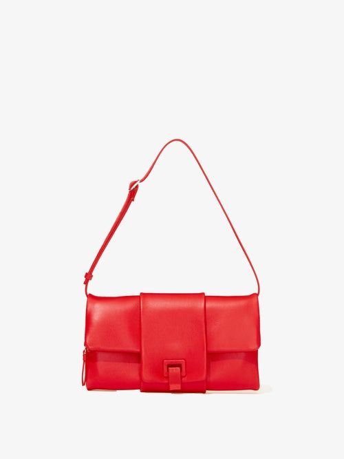 Flip leather shoulder bag