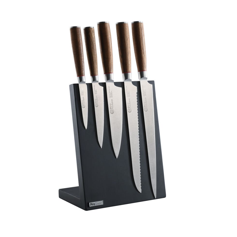 Nihon X50 Knife Set 5 Piece and Black Magnetic Block