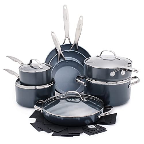 Valencia Pro Hard Anodized Healthy Ceramic Nonstick 16-Piece Cookware Set