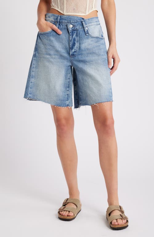 Boomerang Overlap High Waist Denim Cutoff Shorts