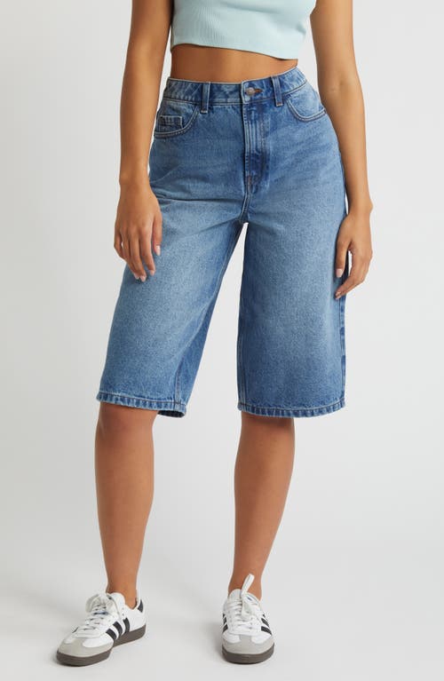 Lila High Waist Loose Knee Length Denim Shorts