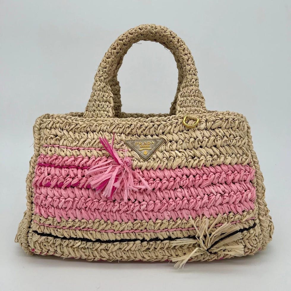 Pre-Loved Raffia Tote Beach Bag