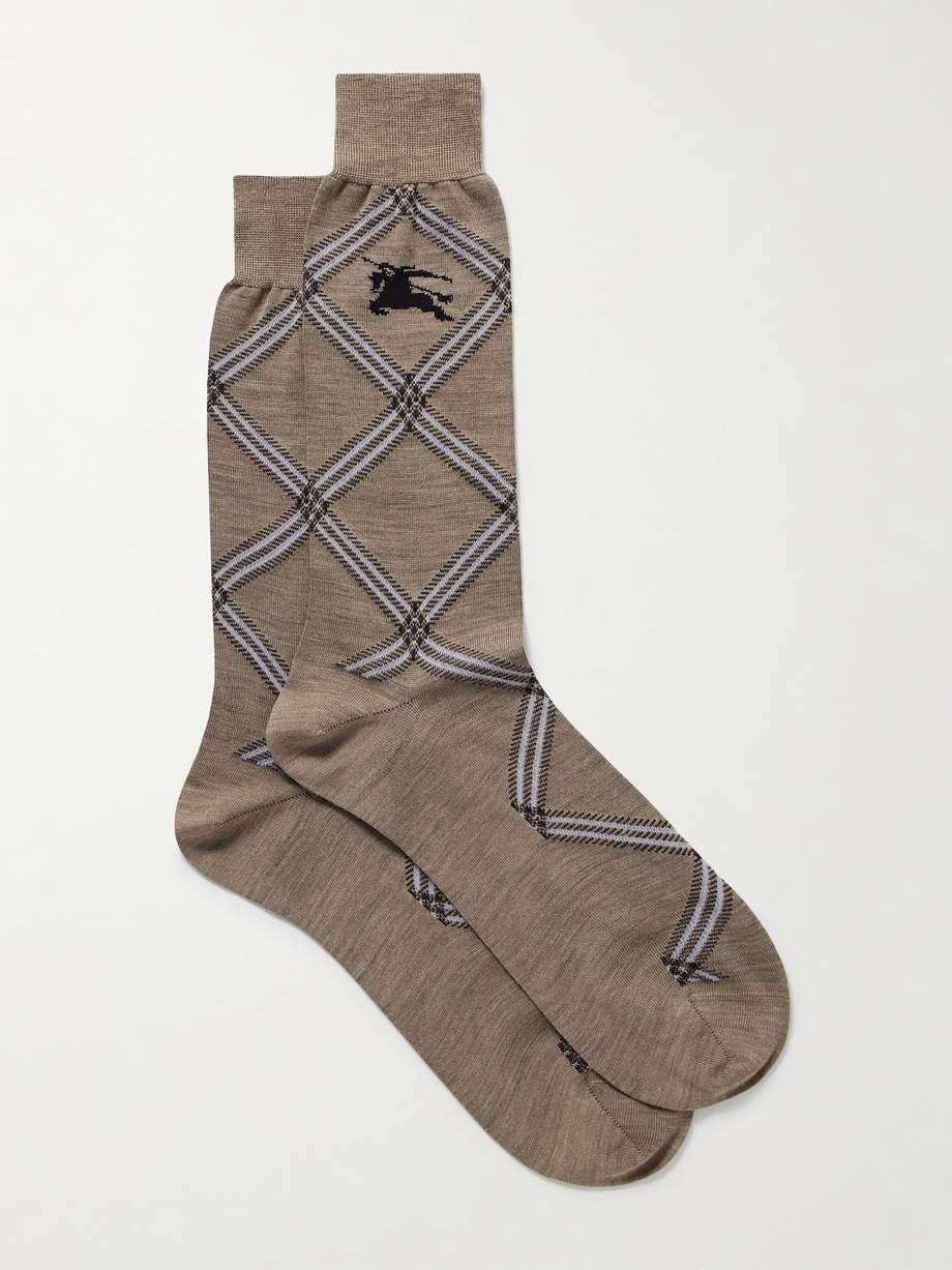 Checked wool-blend socks