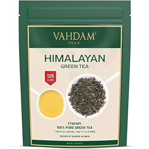 Foglie Di Tè Verde Da Himalayan, 255g (120+ tazze) | Il Thè Verde Disintossicante Per perdere peso | Ricco di antiossidanti | the in foglie | tisane| Green Tea dall'India