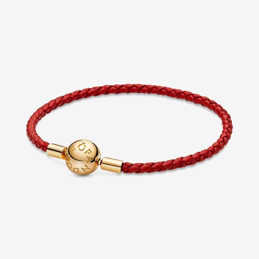 Moments Red Woven Leather Bracelet