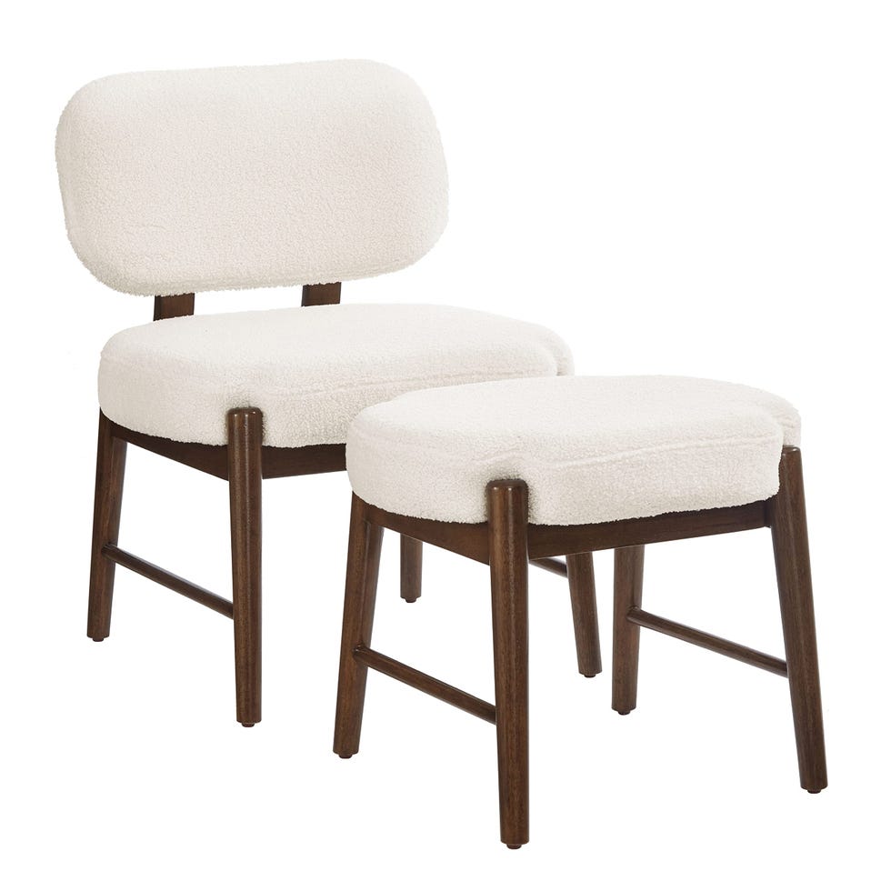 Upholstered Accent Chair with Ottoman