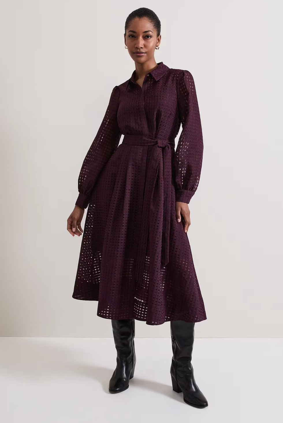 Natalie Burgundy Shirt Dress
