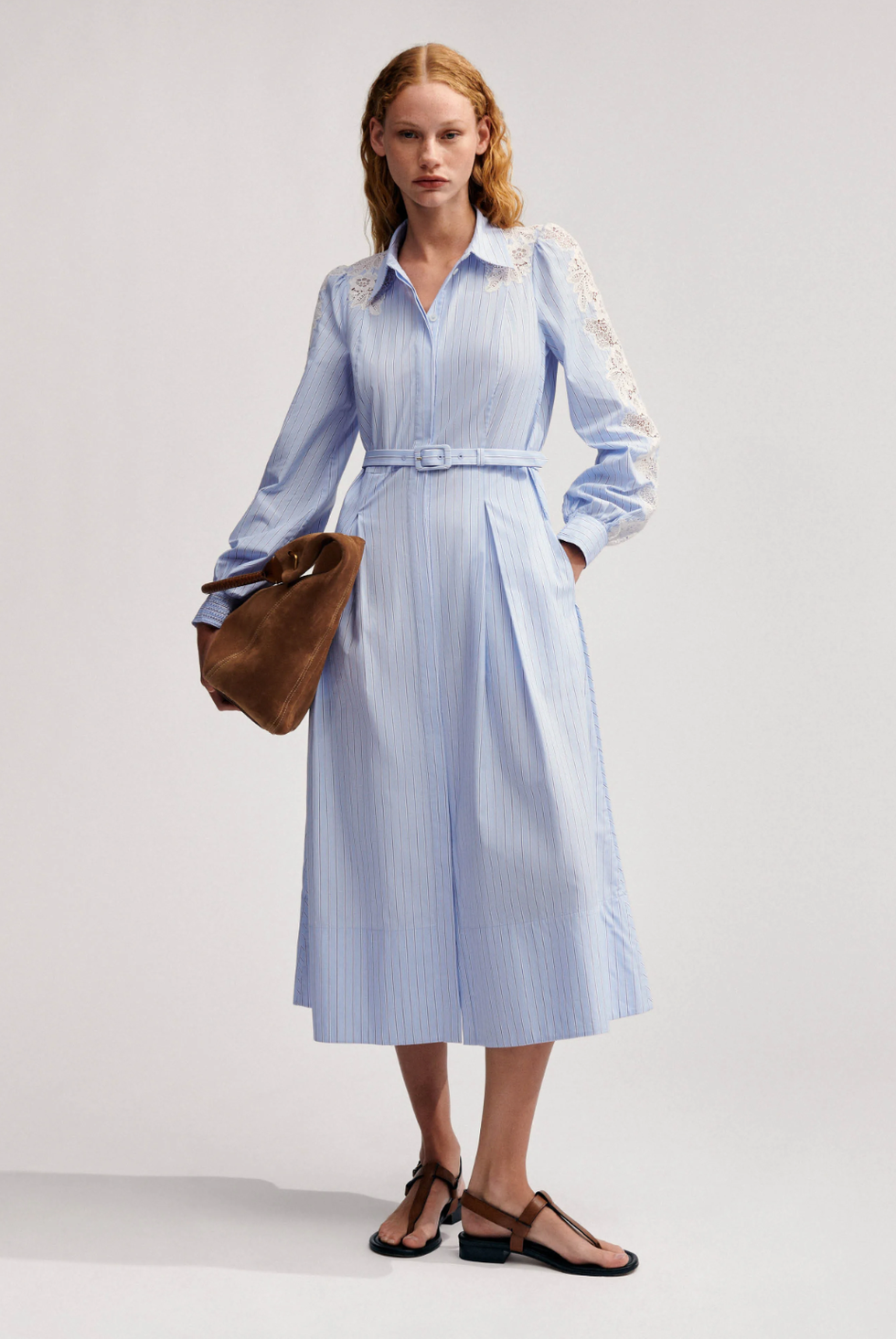 Cotton Stripe Midi Shirt Dress