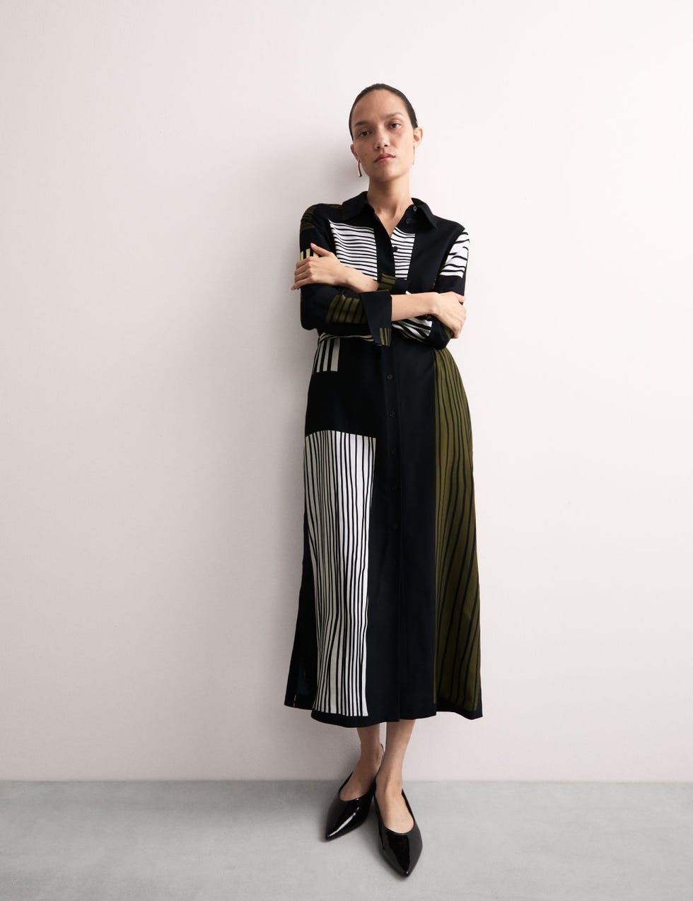 Printed Midi Shirt Dress