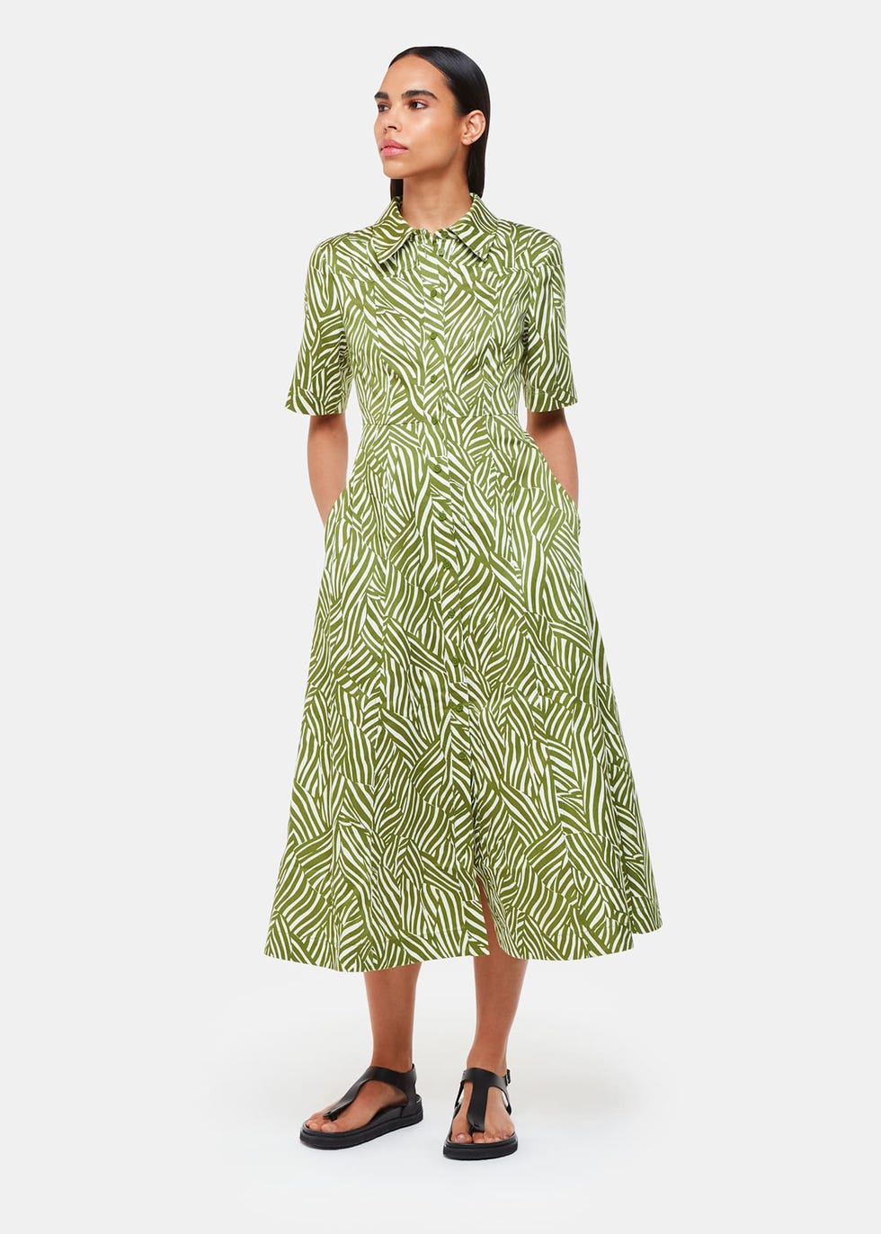 Linear Leaf Midi Dress