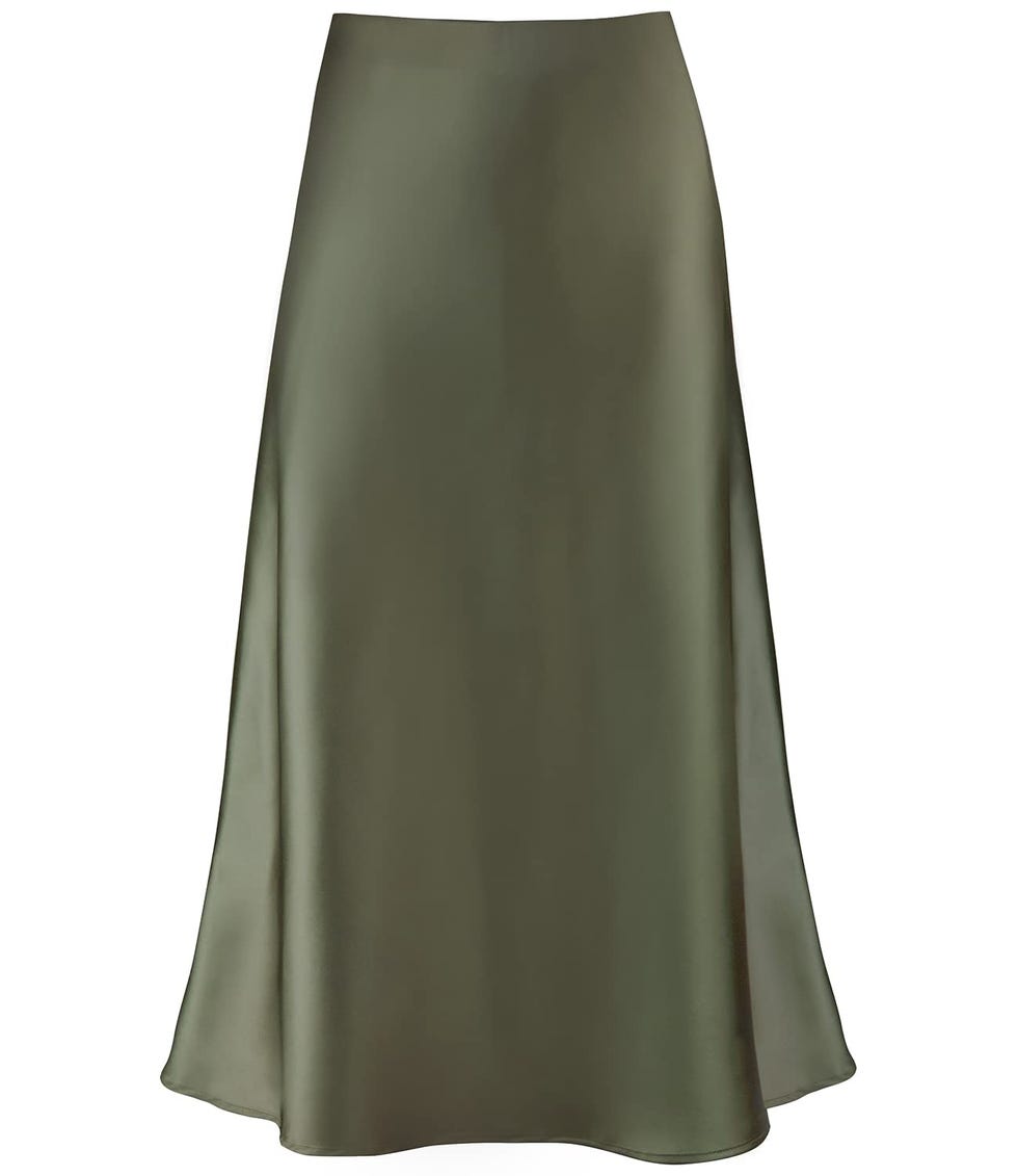 High Waist Satin Midi Skirt