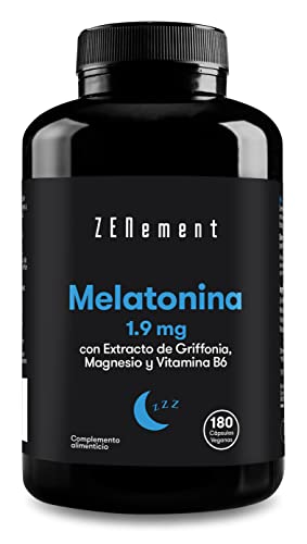 Suplemento hecho a base de Melatonina 1,95 mg, con Extracto de Grifonia, Magnesio y Vitamina B6 (180 cápsulas)