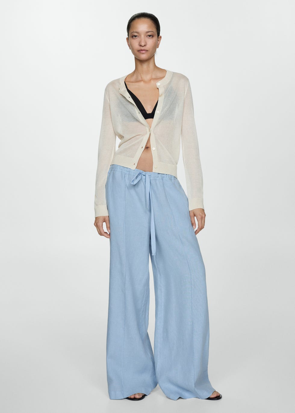 100% linen wideleg trousers