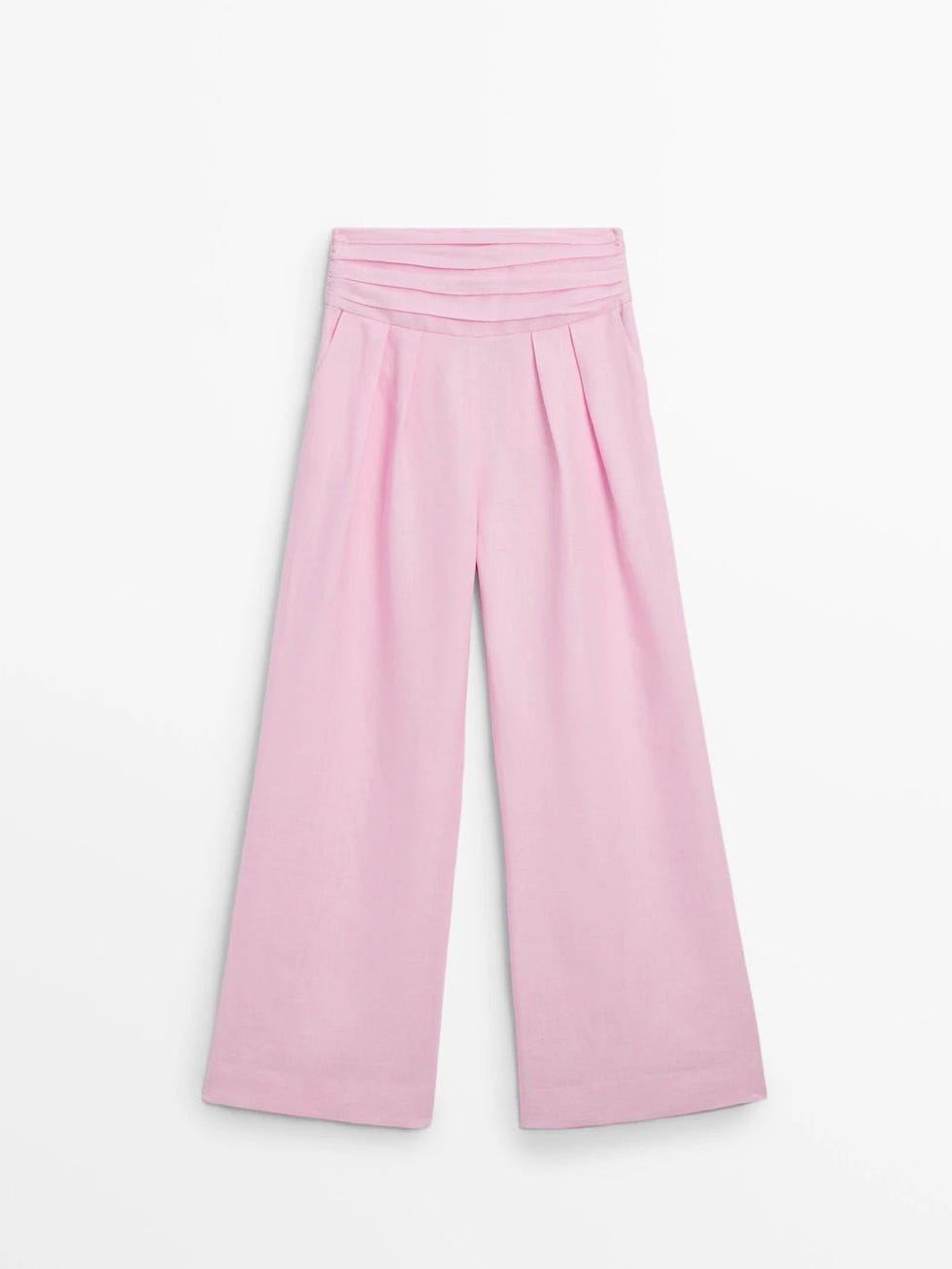 100% linen wide-leg trousers