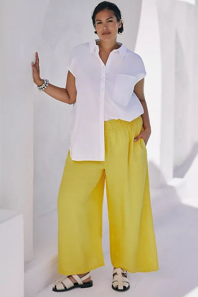 Plus-Size Somerset Wide-Leg Linen Trousers