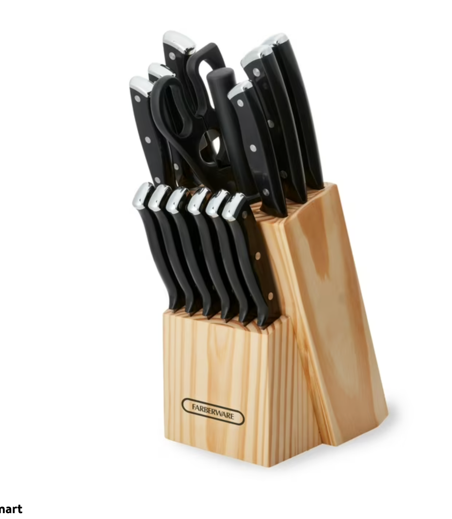Farberware 15-Piece Triple Rivet Kitchen Knife Block Set