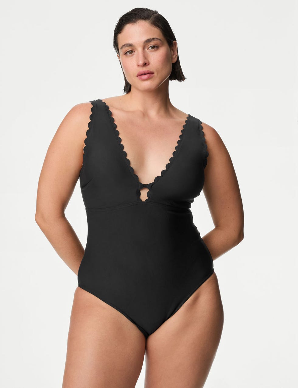 Padded Scallop Plunge Swimsuit