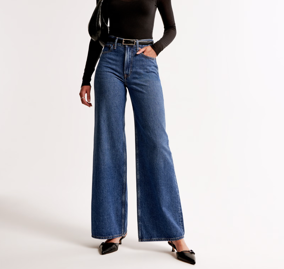 High waisted wide leg jeans