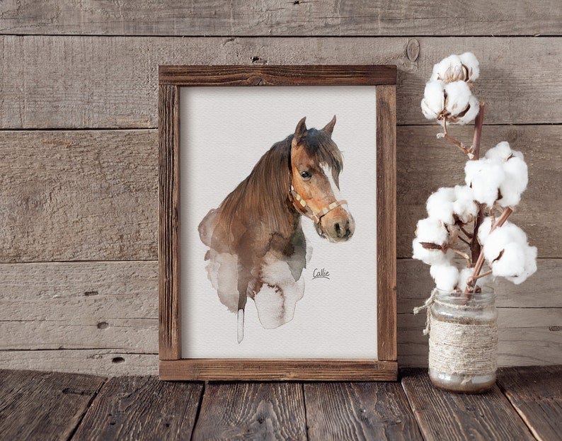 Personalized Horse Watercolor Portrait 