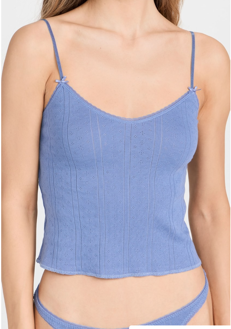 The long camisole: Pointelle Dusty Blue