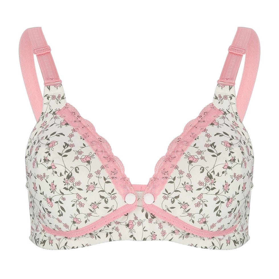 Reggiseno Allattamento al Seno, Apertura Frontale No Anello Acciaio Traspirante Cotone Reggiseni Allattamento Alimentazione Infantile Biancheria Intima maternità per Donna in Gravidanza (36/80-Pink)