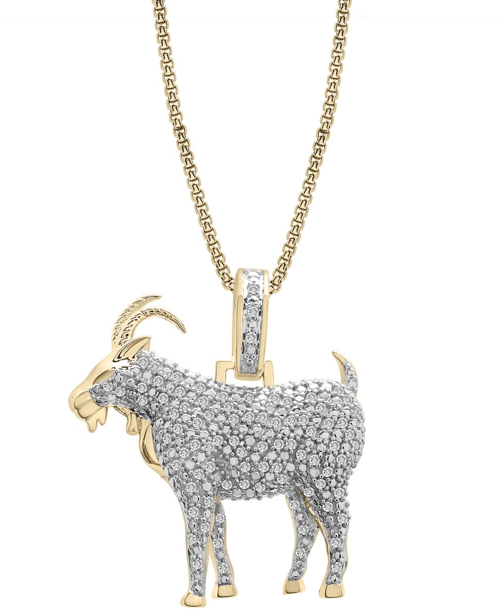 Diamond Goat Pendant Necklace in 14k Gold-Plated Sterling Silver