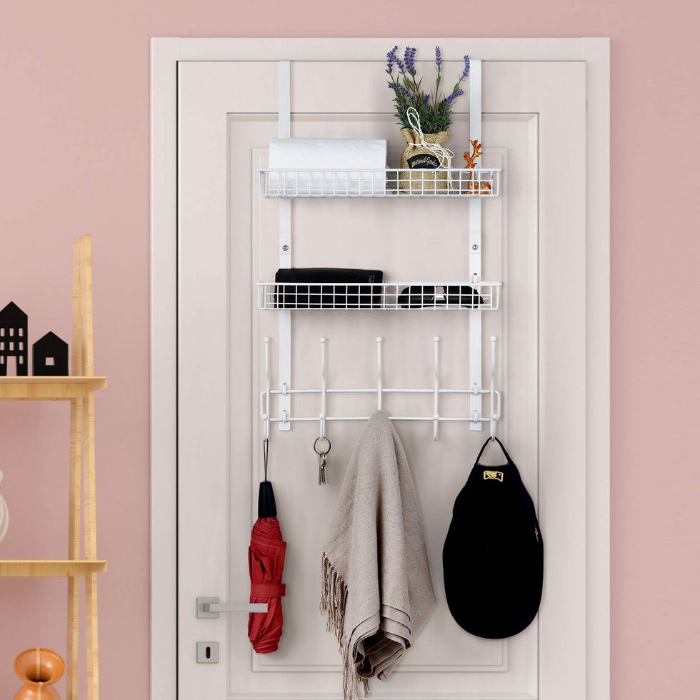 Over The Door Hanger with Mesh Baskets and Hooks