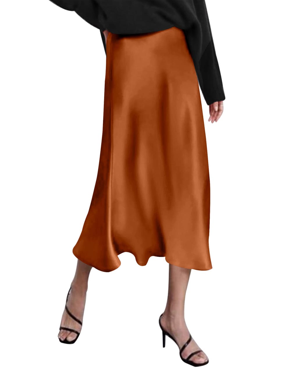 Satin midi skirt