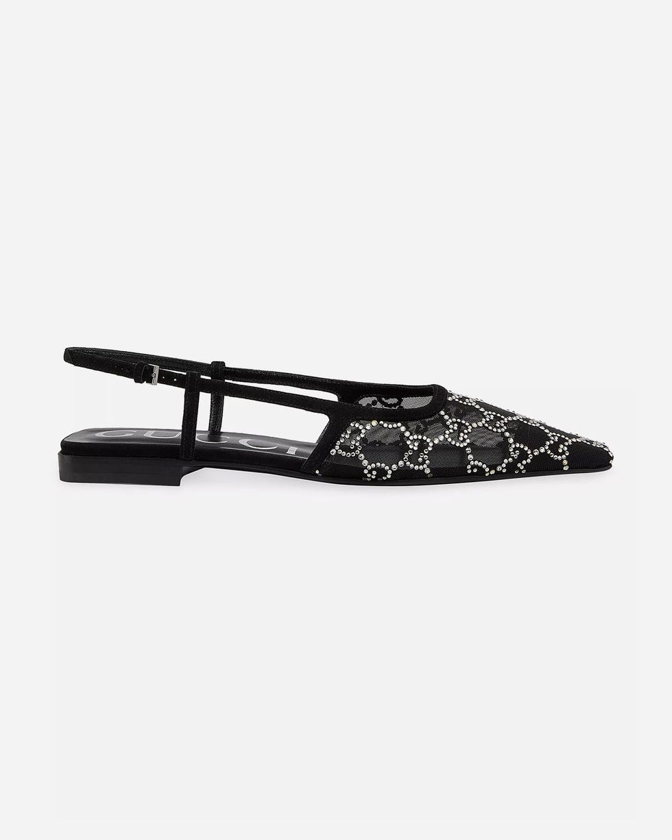 Demi Crystal GG Slingback Ballerina Flats