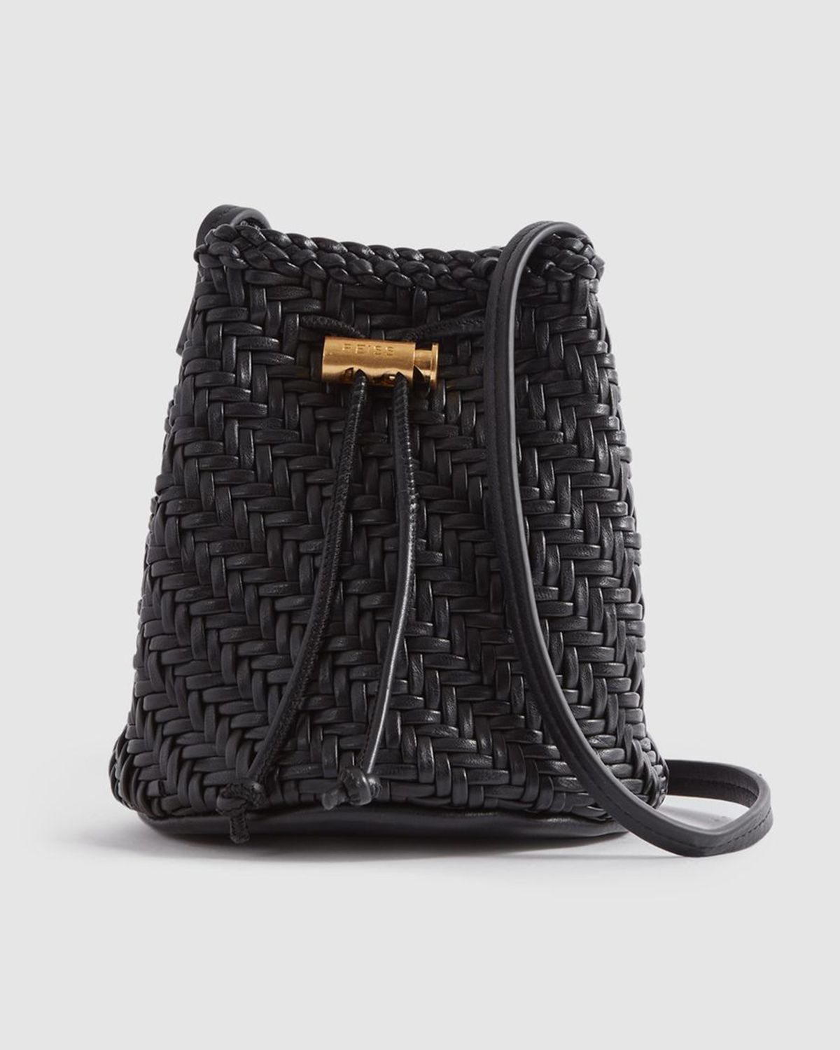 Leather hot Black Woven Crossbody