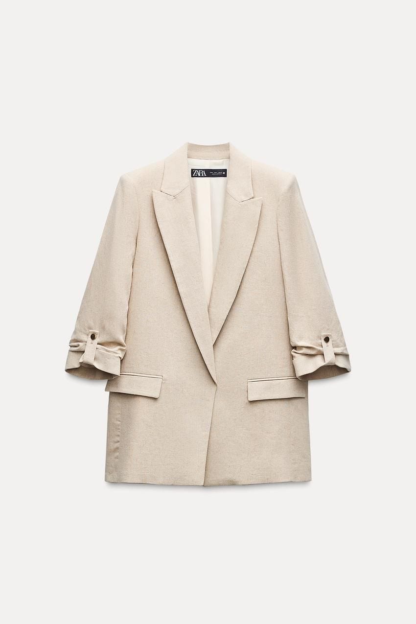 BLAZER MANGA REMANGADA CON LINO