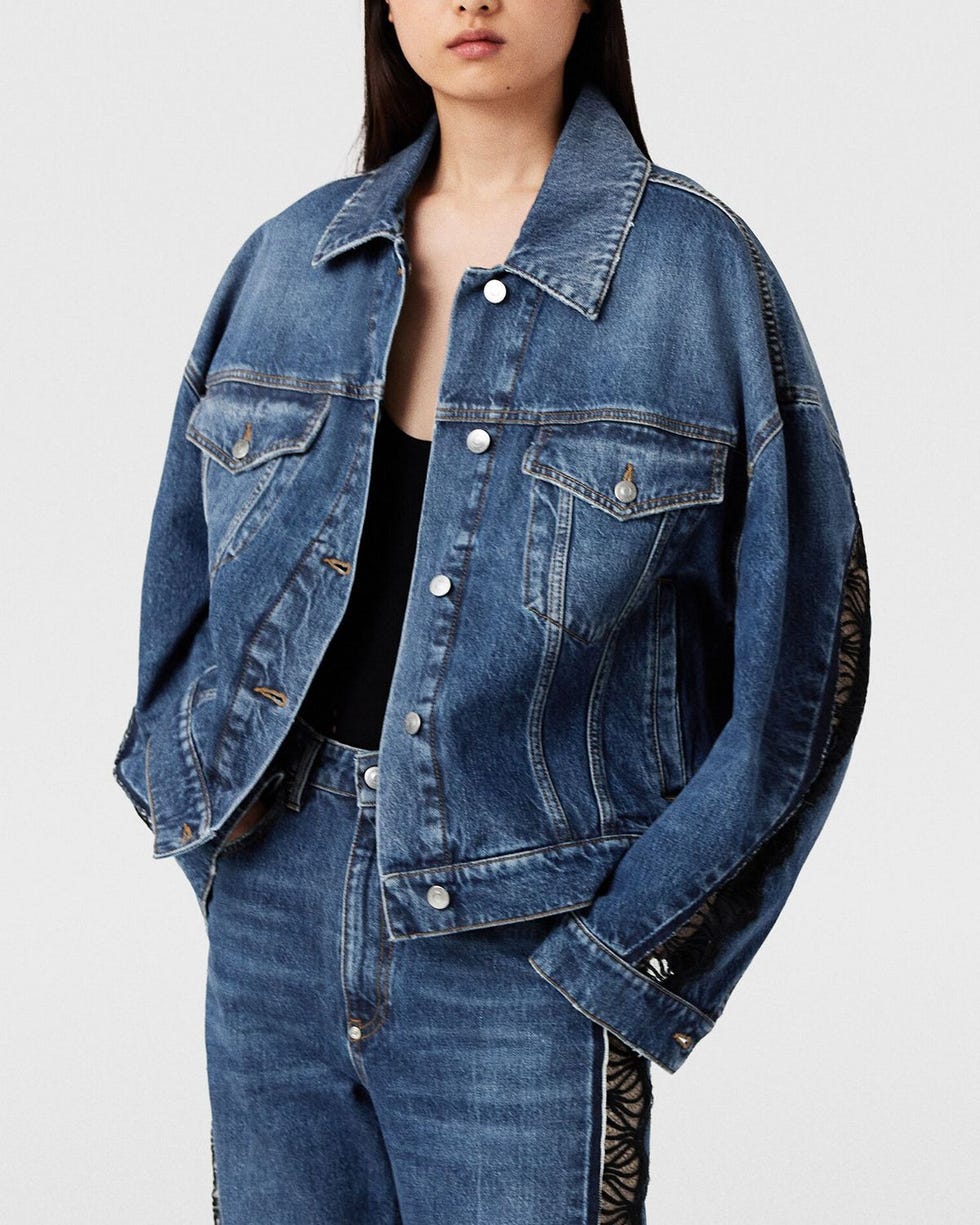 Lace-Trimmed Denim Jacket