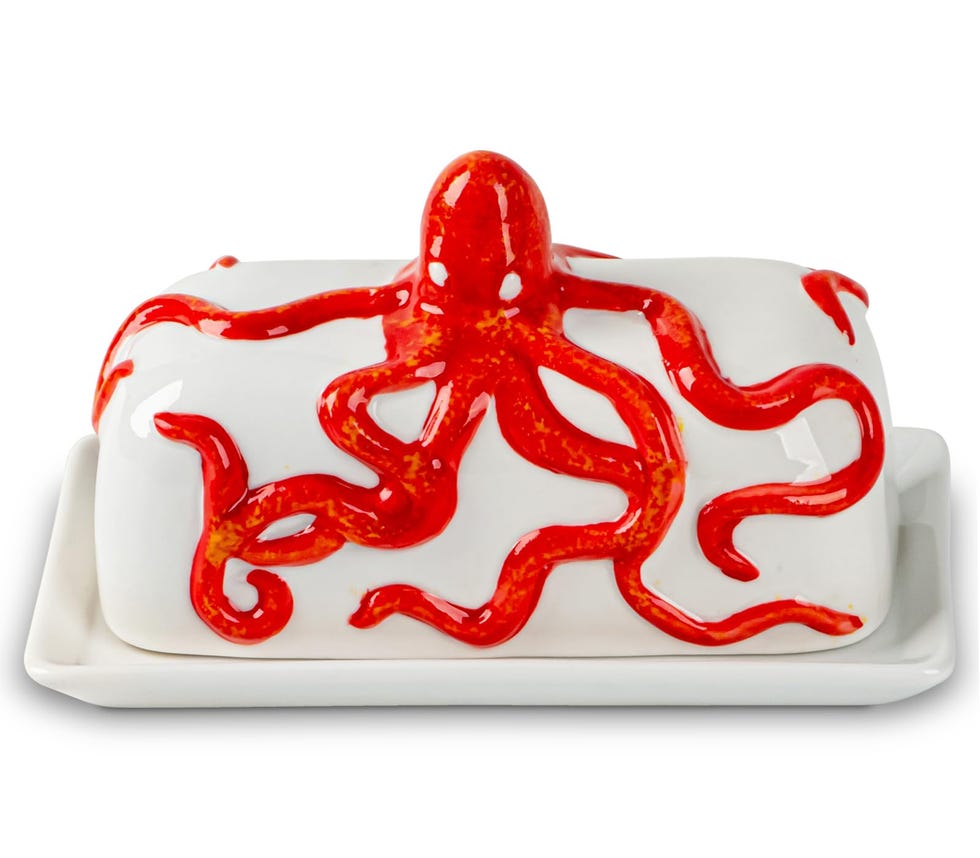 Butter dish with octopus motif 