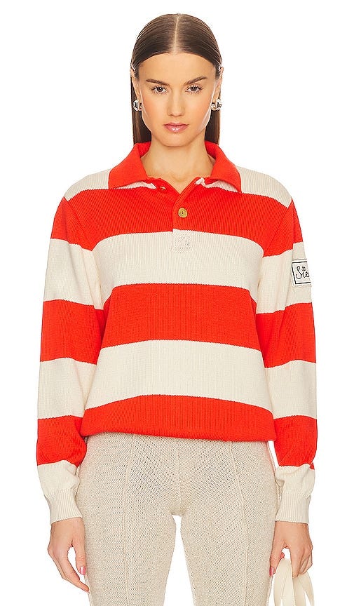 SIEDRES Ole Polo Sweater in Orange. - size XS (also in L)