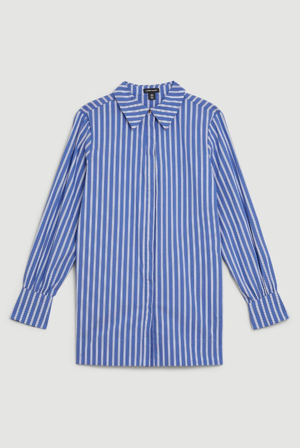 Cotton Poplin Button Sleeve Detail Woven Shirt